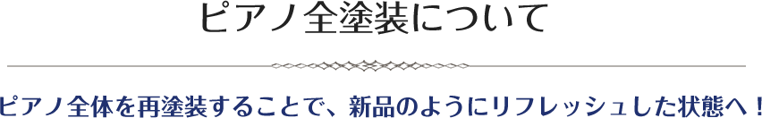 ピアノ全塗装についてピアノ全体を再塗装することで、新品のようにリフレッシュした状態へ！